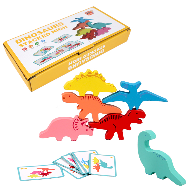 Party Games Kids Indoor - 木製バランスブロックのおもちゃ子供のための動物恐竜ビルディングスタッキング高ボードゲーム木製モンテッソーリおもちゃ男の子キッズギフト