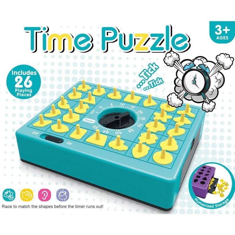 Party Games Kids Indoor - 子供用タイムボードパズル教育用テーブルトイHapeマッチングポップアップトレイトイセット（タイマー付き）子供向け認知パーティーファミリーゲーム