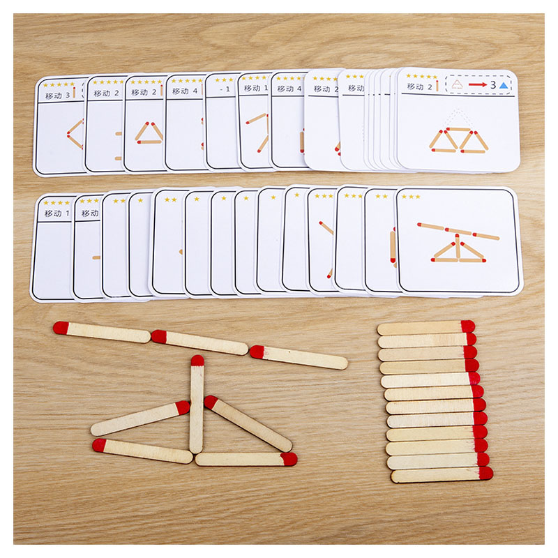 Party Games Kids Indoor - モンテッソーリマッチパズルゲーム木のおもちゃ DIY 数学幾何学ボードゲーム論理的思考マッチトレーニング教育玩具子供のため