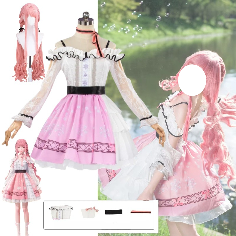 Party Games Girls - ニッキロリータ-女性用ウィッグ付きコスプレ衣装,ピンクのドレス,クリスマス,新年,ロールプレイ,プリンセス,女の子のパーティー