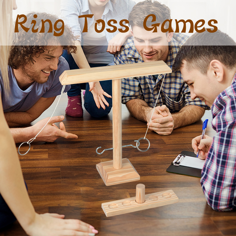 Party Games Console - 子供、大人向けの輪投げゲーム、ホームパーティーの飲み会ゲーム、ペースの速い手持ち木製ボードゲーム、ショットラダーバンドル、屋外バー