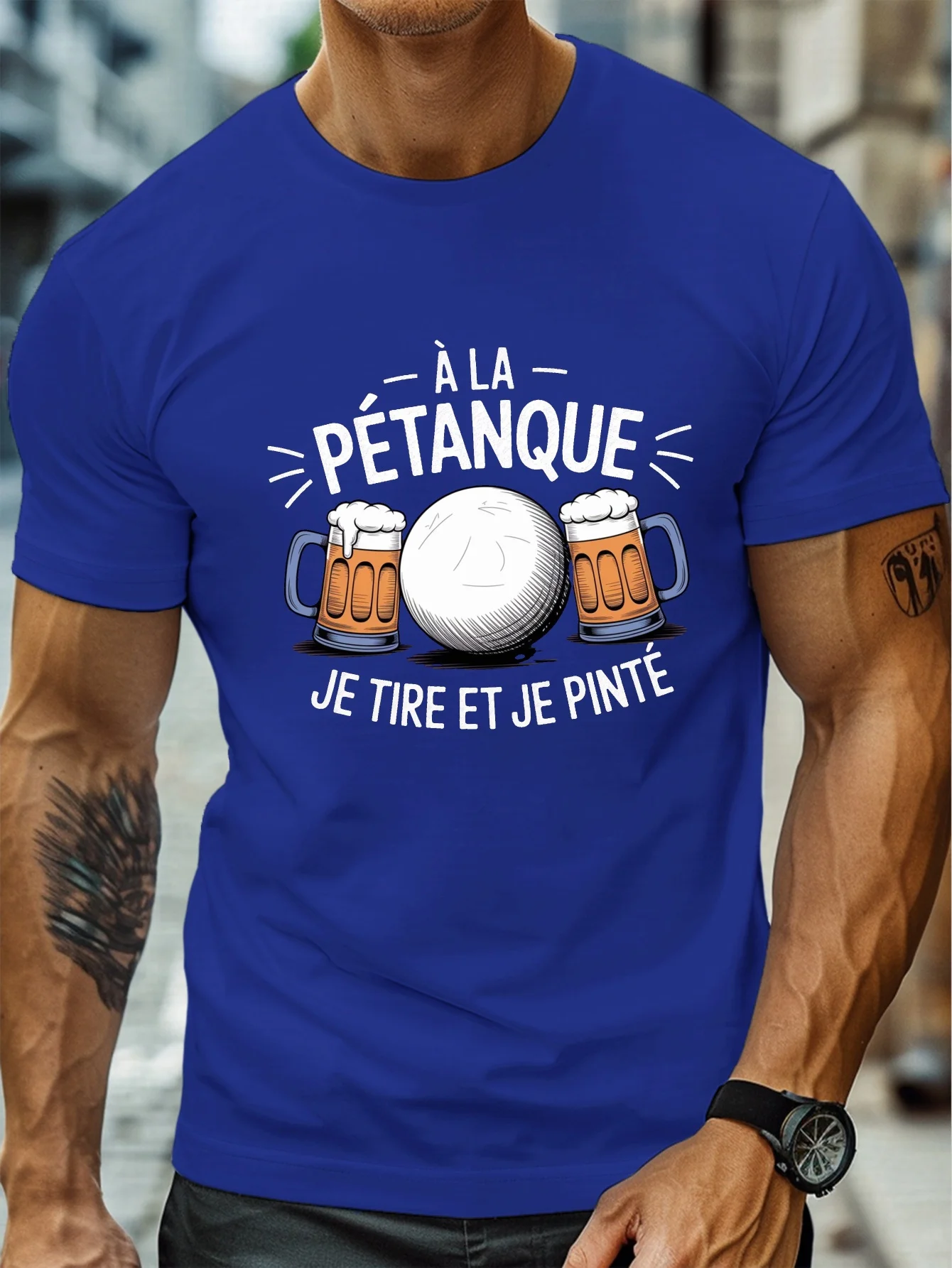 ファッションメンズペタンクビール面白いグラフィックTシャツ  - Party Games Quotes Short のレビューと価格