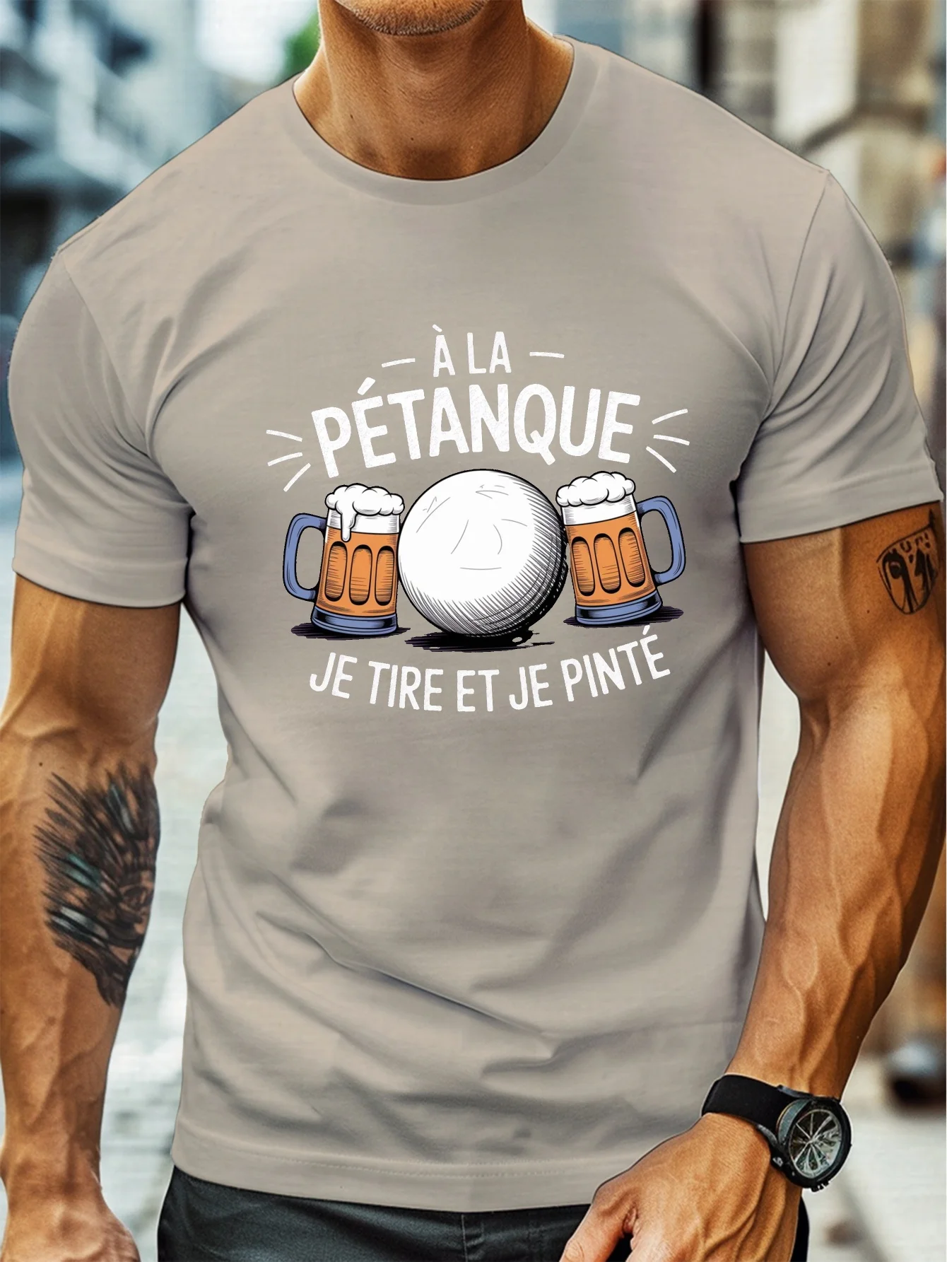ファッションメンズペタンクビール面白いグラフィックTシャツ  - Party Games Quotes Short のレビューと価格