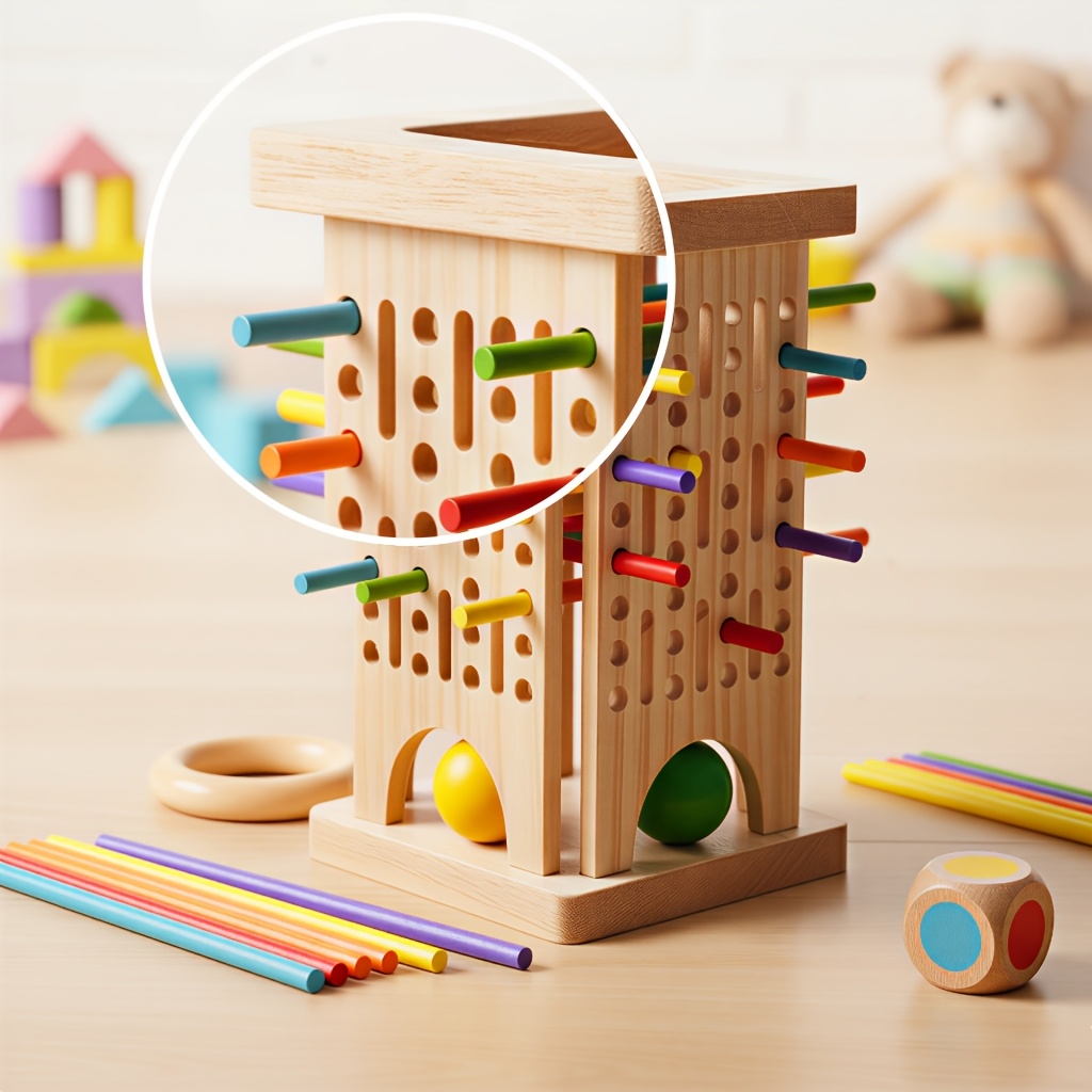 モンテッソーリ木製ボードゲーム カラフルなスティック サイコ - Party Games Kids Indoor のレビューと価格