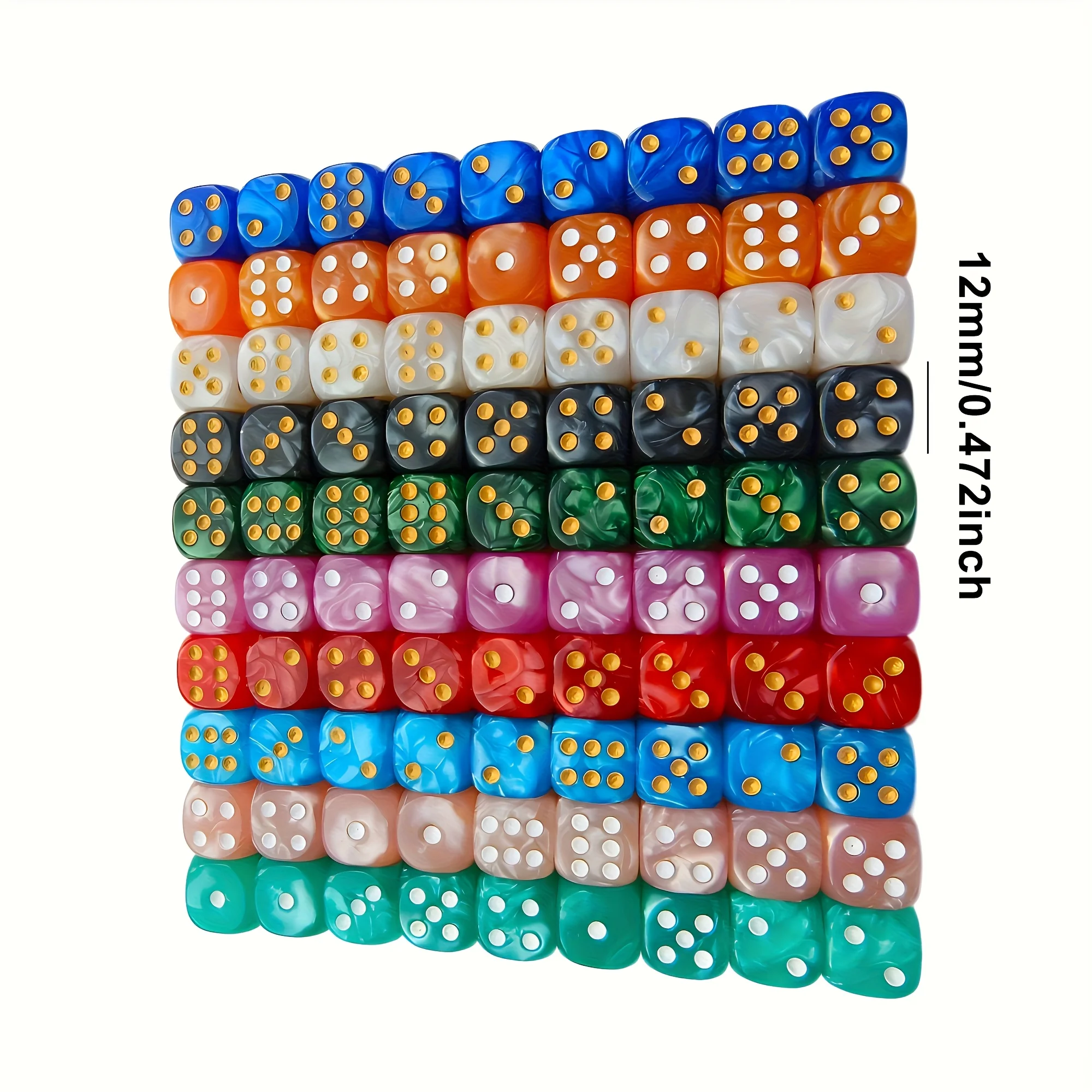 10個入り 12mm パールスワール D6 ダイス、角丸6面 - Party Games Console のレビューと価格